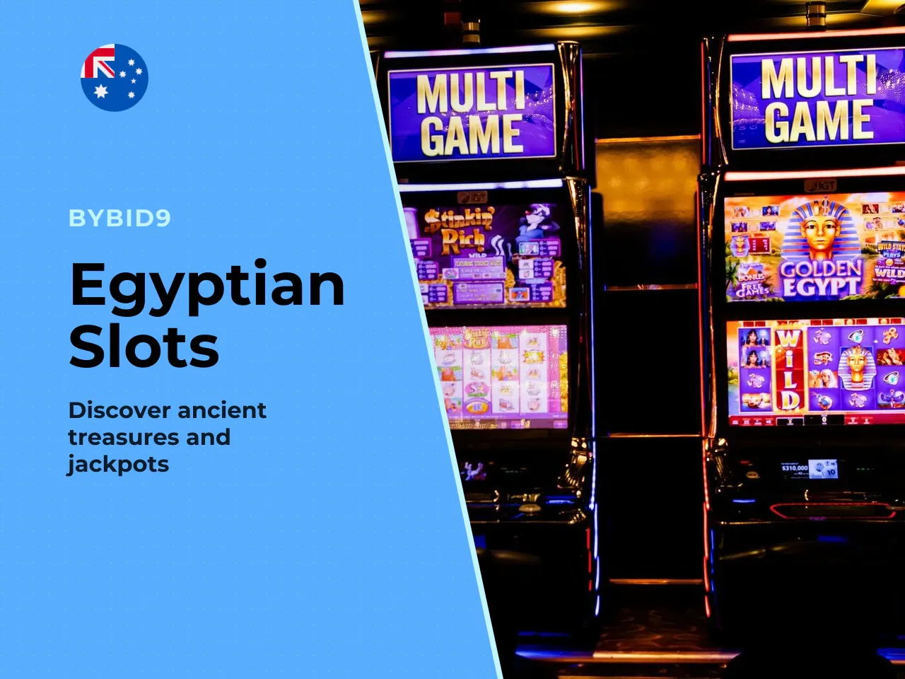 Egyptian theme, graphics and golden pyramid